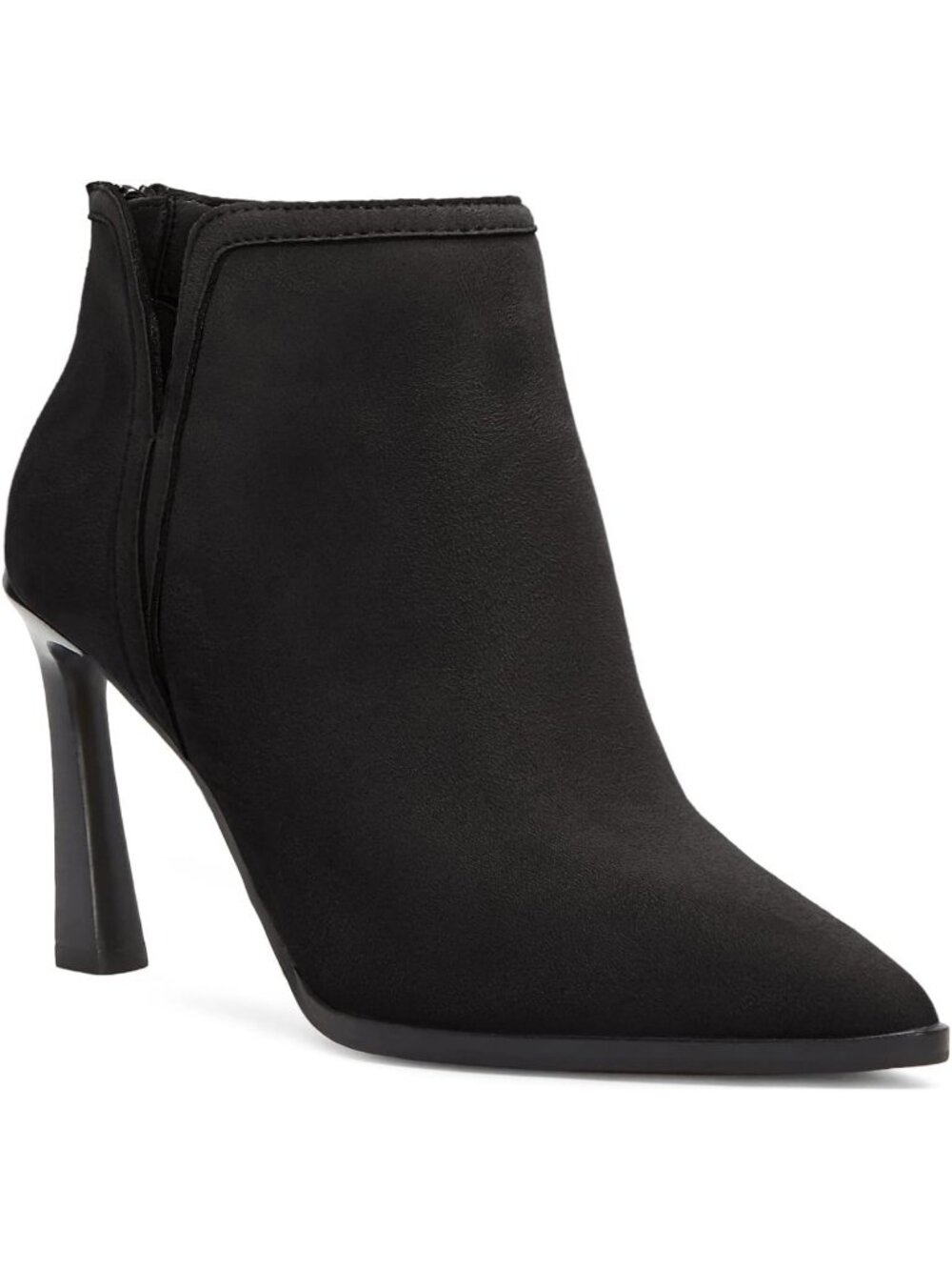 Women's Cool Black High Heel Booties Pointed Toe V Cut Back Zip Short Ankle Boot
